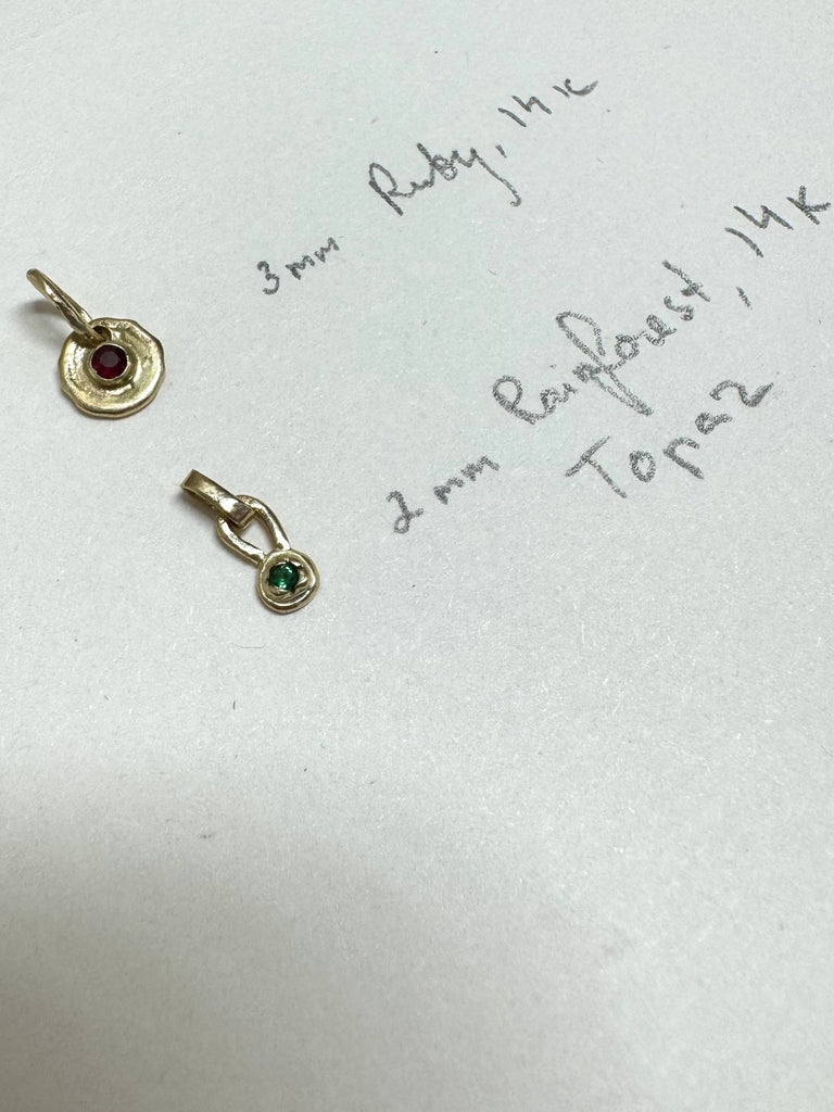 14k Tiny fairy beam / Rainforest Topaz